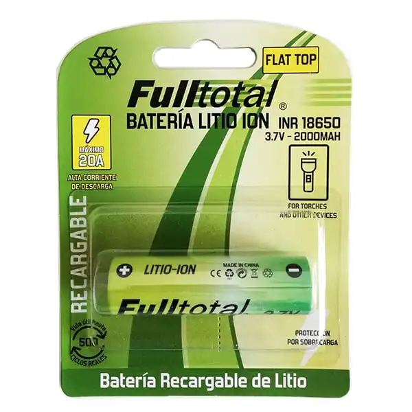 BATERIA 18650 FULLTOTAL LITIO ION 3.7V 2000MAH