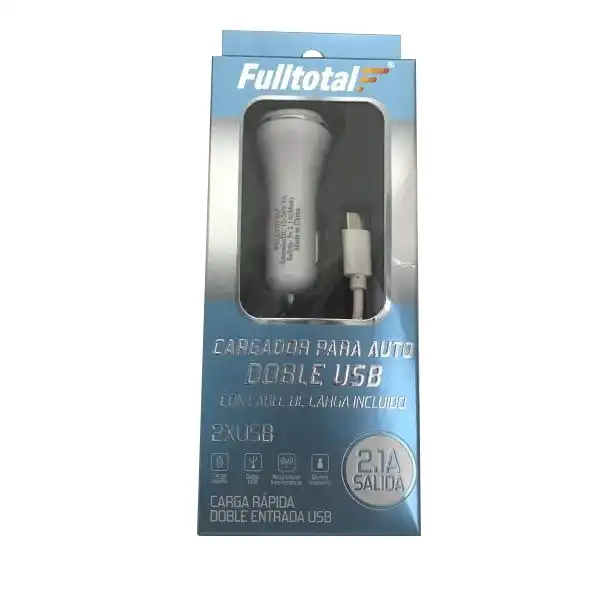 CARGADOR USB-12V DOBLE COHETAZO CON CABLE TIPO C FULLTOTAL