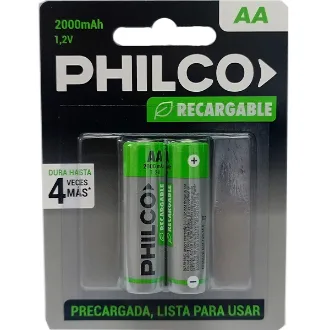PILA PHILCO AA RECARGABLE 2000 MHA PRECARGADA